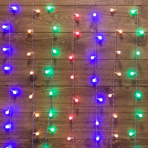 Фото Гирлянда "Светодиодный Дождь" 1,5*1,5 м, с насадками шарики, свечение с динамикой, прозрачный провод {235-049}