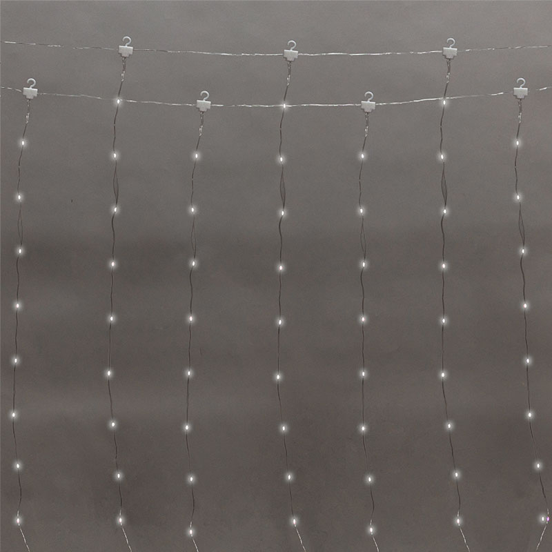 Фото Гирлянда Светодиодный дождь из росы 3х2м, белый, USB + пульт управления, с крючками для крепления NEON-NIGHT {315-875}