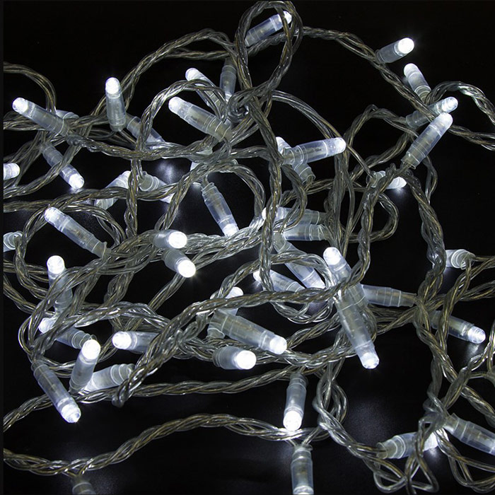 Фото Гирлянда "Нить" 10 м, 200 LED, прозрачный ПВХ, цвет свечения белый Neon-Night {305-195}