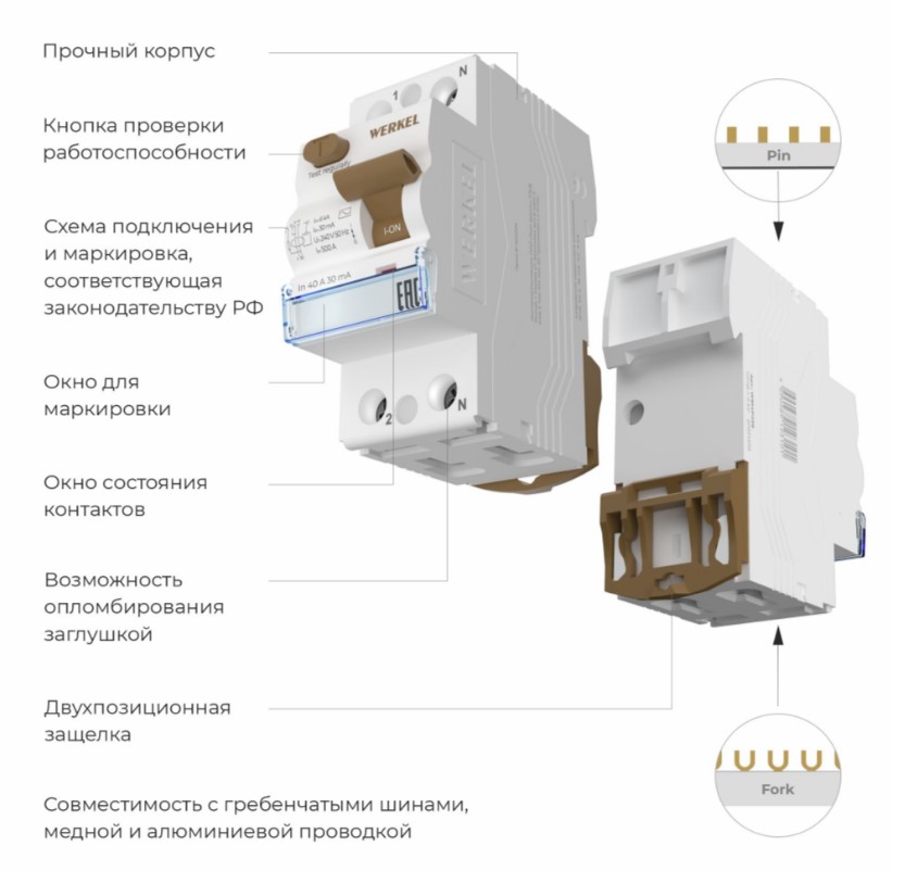 Фото Устройство защитного отключения 1P+N 40 A 30 mА АС 6 kА W912P406 {a062443} (1)