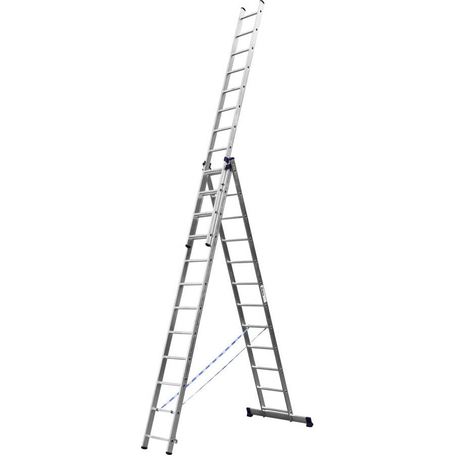 Фото Лестница СИБИН универсальная, трехсекционная со стабилизатором, 12 ступеней {38833-12} (3)