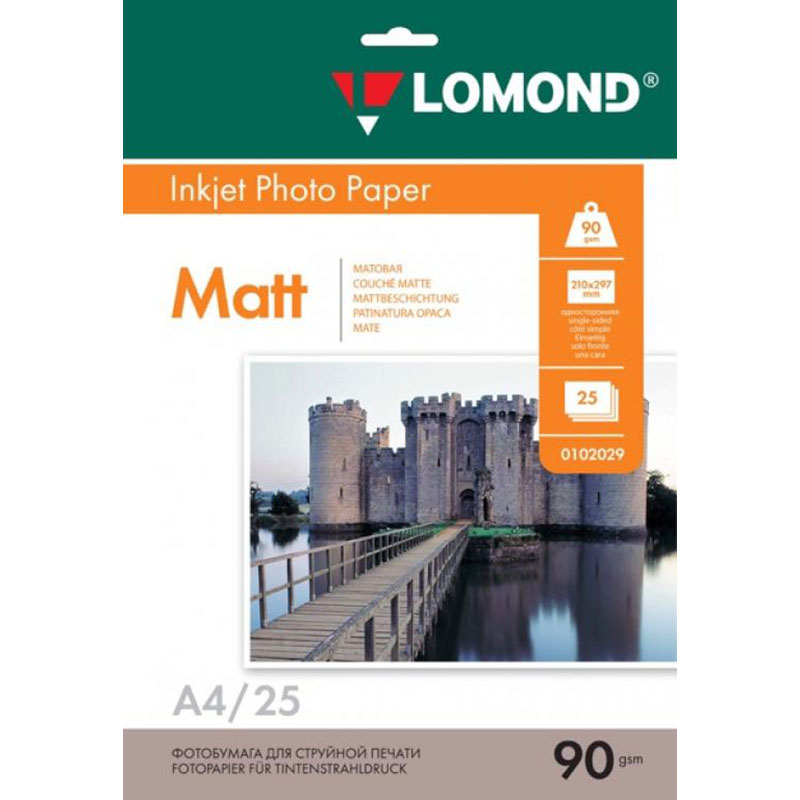 Фото Фотобумага Lomond односторонняя матовая, 90 г/м², A4, 25 л. {0102029}
