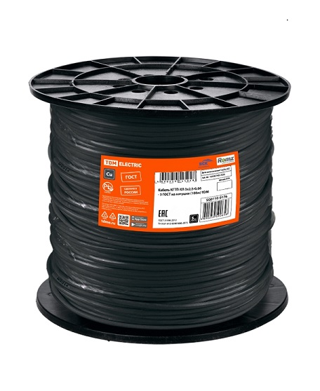 Фото Кабель КГТП-ХЛ 3х2,5-0,66 ГОСТ на катушке (100м) TDM {SQ0110-0176} (2)