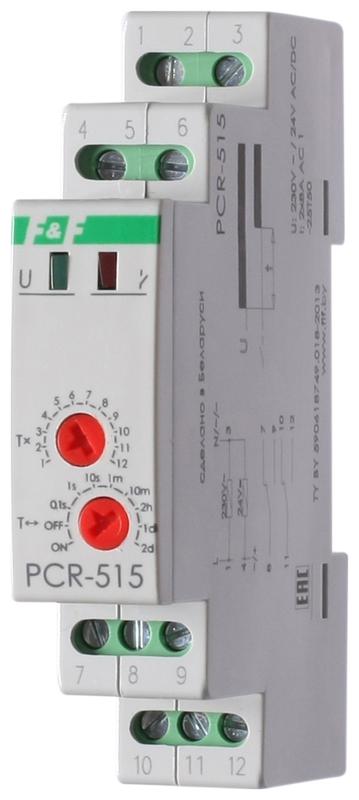 Фото Реле времени PCR-515 (задержка вкл. 230В 2х8А 2перекл. IP20 монтаж на DIN-рейке) F&F EA02.001.006
