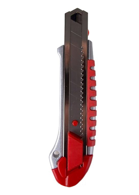 Фото Нож Rexant с сегментированным лезвием 25 мм, металлический обрезиненный корпус, с дополнительным замком на лезвии {12-4918}