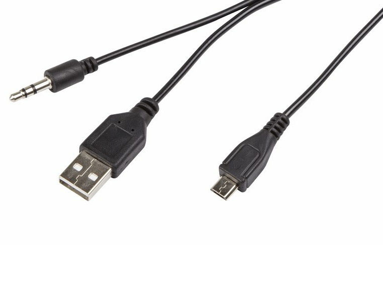 Фото USB-AUX кабель на microUSB для портативных колонок 0,5 м REXANT {18-4290}