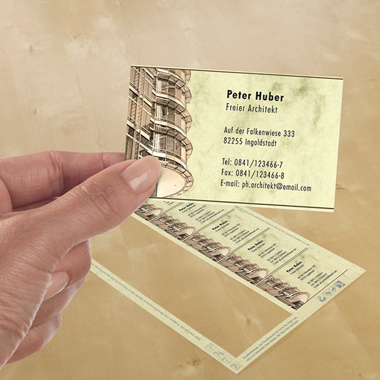 Фото Односторонние визитные карточки, матовые, бежевый мрамор, 85x54 мм (10 шт. на листе A4, 10 листов) {C32095-10} (4)