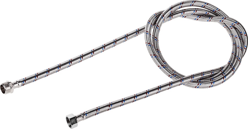 Фото Подводка гибкая ЗУБР для воды, оплетка из нержавеющей стали, г/ш 1/2" - 2м {51005-G/S-200}