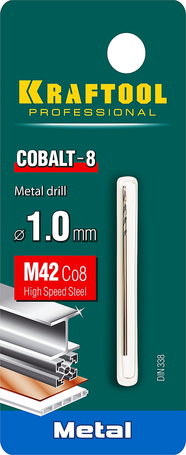 Фото KRAFTOOL COBALT 1.0 х40мм, Сверло по металлу HSS-Co(8%) , сталь М42(S2-10-1-8) {29656-1}