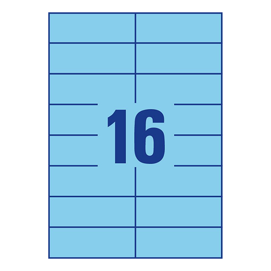 Фото Самоклеящаяся матовая бумага для принтера, синяя, 105x37 мм (16 шт. на листе A4, 100 листов) {3453} (3)