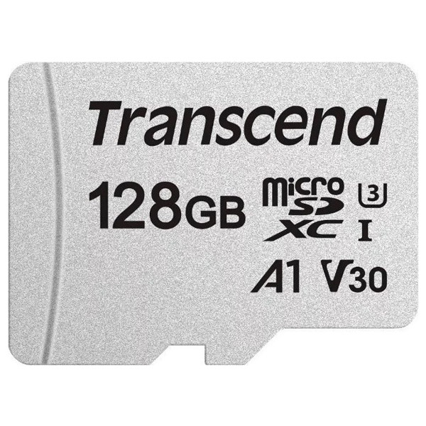 Фото Флеш карта microSD 128GB Transcend microSDXC Class 10 UHS-I U3, V30, A1, (SD адаптер), TLC {TS128GUSD300S-A}