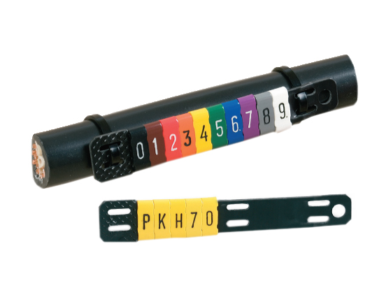 Фото Маркеры однознаковые Partex PKZ-2 для держателей PKH и POH, символ "V", желтый/черный (диск 500 шт.) {PKZ20006SB40.V}