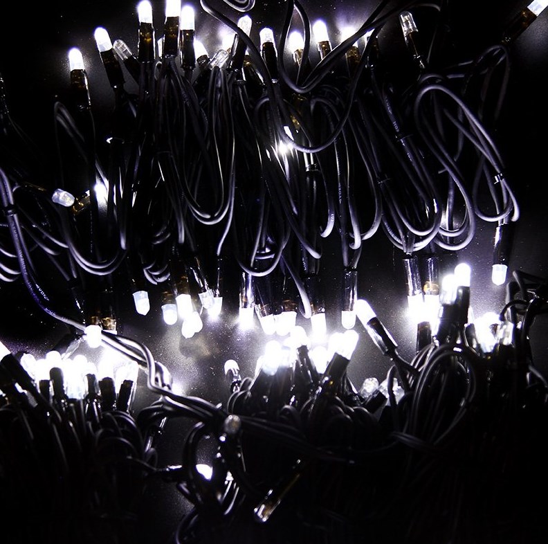 Фото Гирлянда модульная "Дюраплей LED" 100% Flashing, 20м, черный каучук, 200 диодов, белая {315-165}