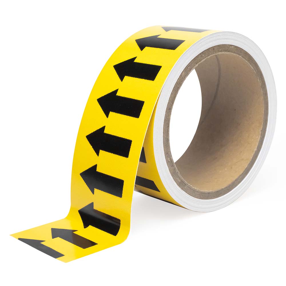 Фото Маркировочная лента Vell желтая, со стрелками для маркировки трубопроводов «ГАЗ» 50 мм/10 м, {VL5010YL-A} (1)