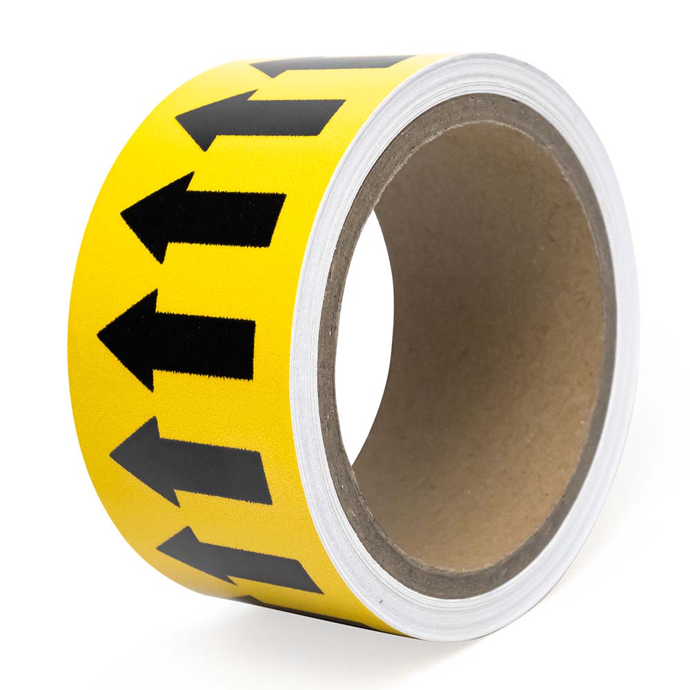 Фото Маркировочная лента Vell желтая, со стрелками для маркировки трубопроводов «ГАЗ» 50 мм/10 м, {VL5010YL-A}