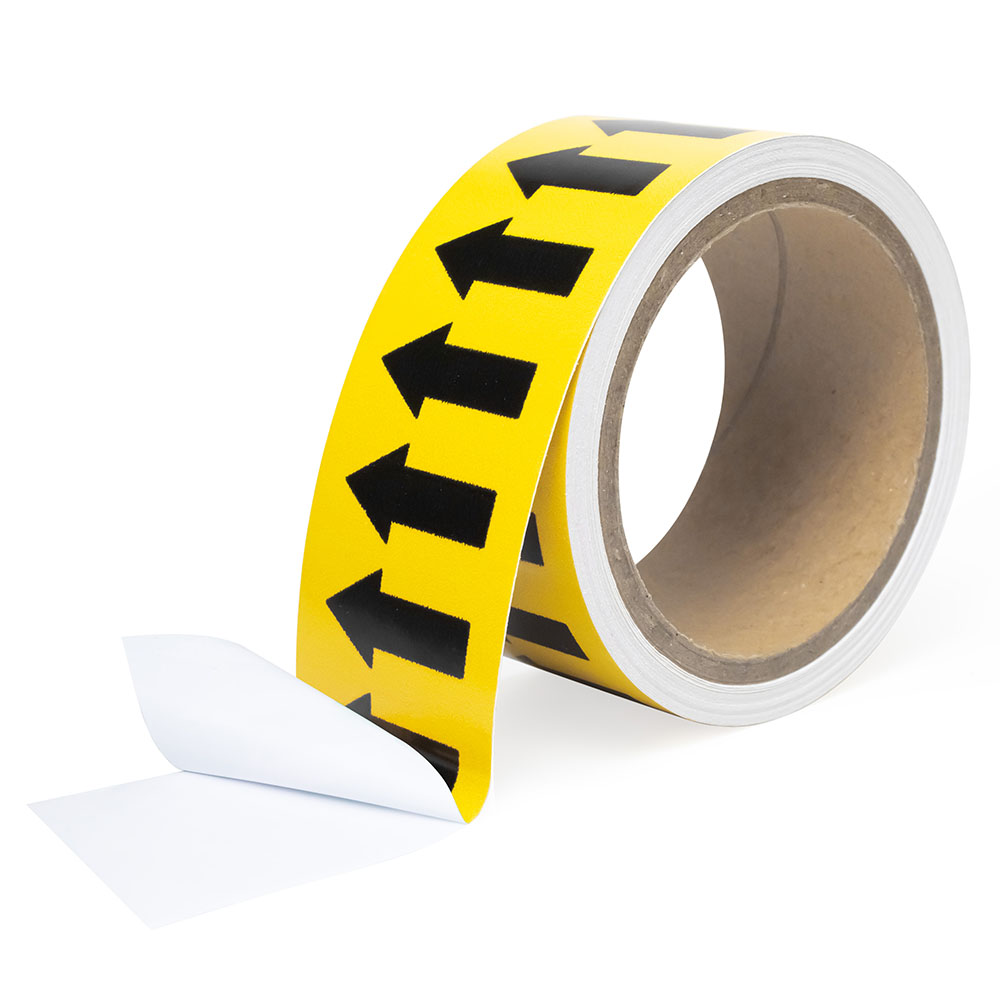 Фото Маркировочная лента Vell желтая, со стрелками для маркировки трубопроводов «ГАЗ» 50 мм/10 м, {VL5010YL-A} (2)
