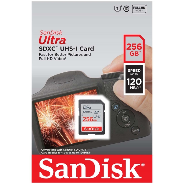 Фото Флеш карта SD 256GB SanDisk SDXC Class 10 UHS-I Ultra 120MB/s {SDSDUN4-256G-GN6IN} (1)