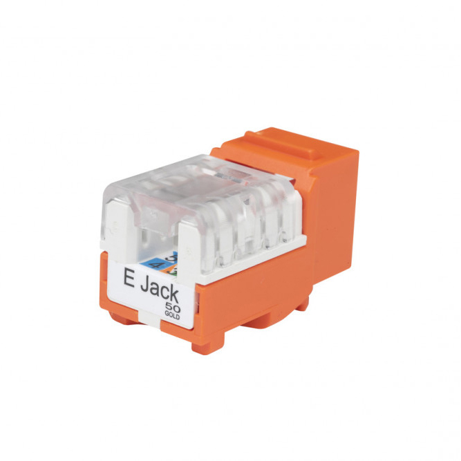 Фото Вставка Keystone Jack RJ-45(8P8C), категория 6, 110 IDC, оранжевая KJE-8P8C-C6-90-OR Hyperline {43903} (1)