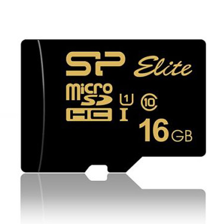 Фото Флеш карта microSD 16GB Silicon Power Elite Gold microSDHC Class 10 UHS-I U1 85Mb/s (SD адаптер) {SP016GBSTHBU1V1GSP}
