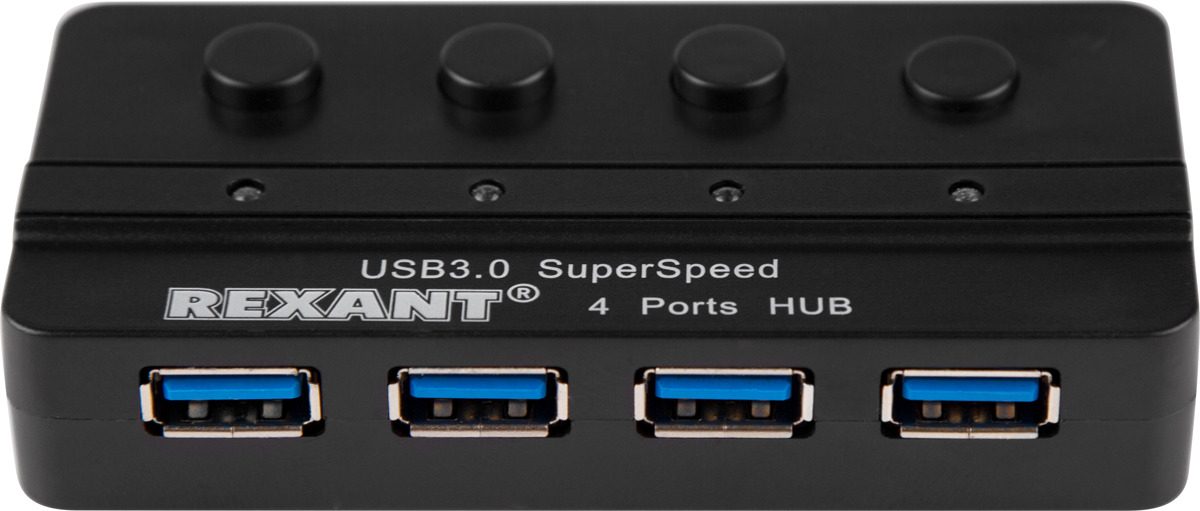 Фото Разветвитель Rexant, USB 3.0 на 4 порта с переключателями {18-4132} (2)