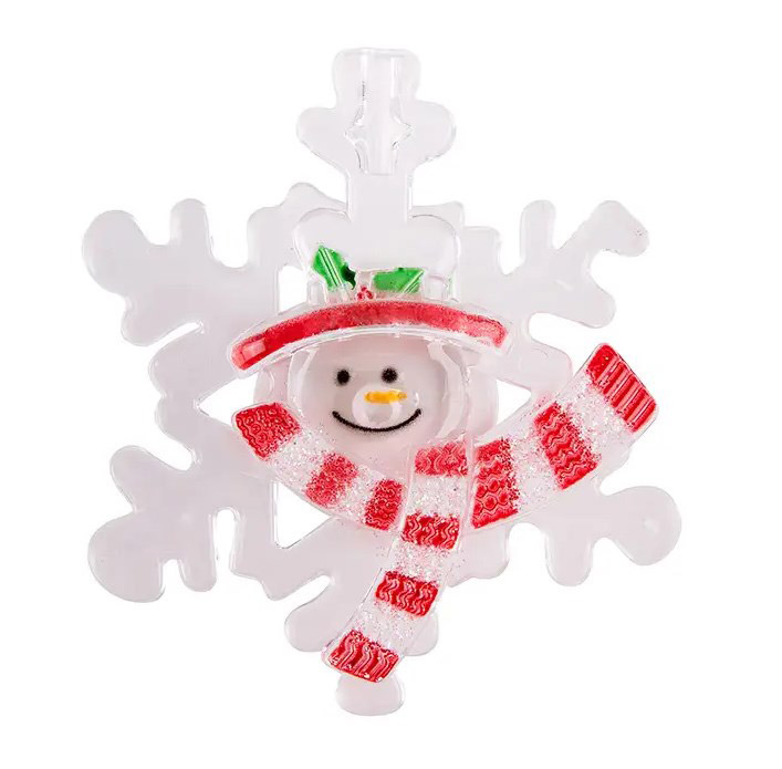 Фото "Снеговик на снежинке" RGB на присоске {501-021}