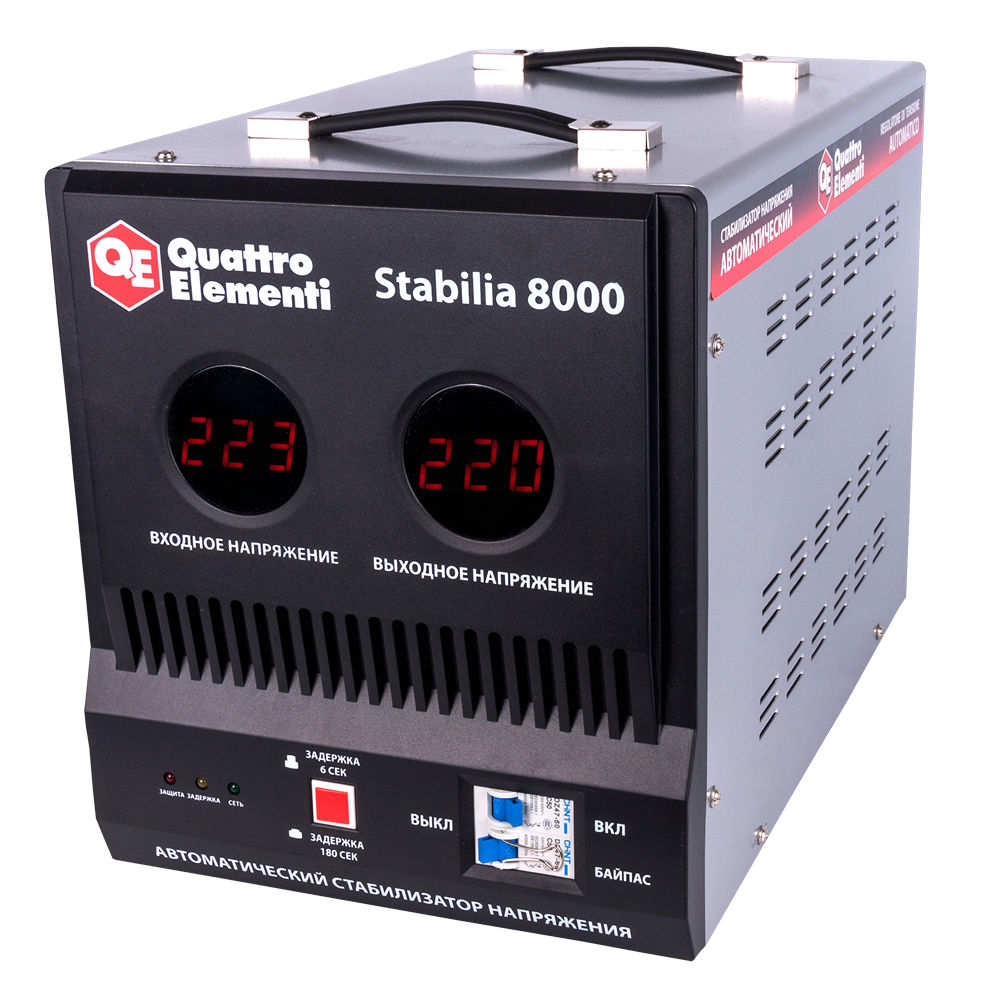 Фото Стабилизатор напряжения Quattro Elementi Stabilia 8000 (8000 ВА, 140-270 В, 16,5 кг, байпас) {772-098}