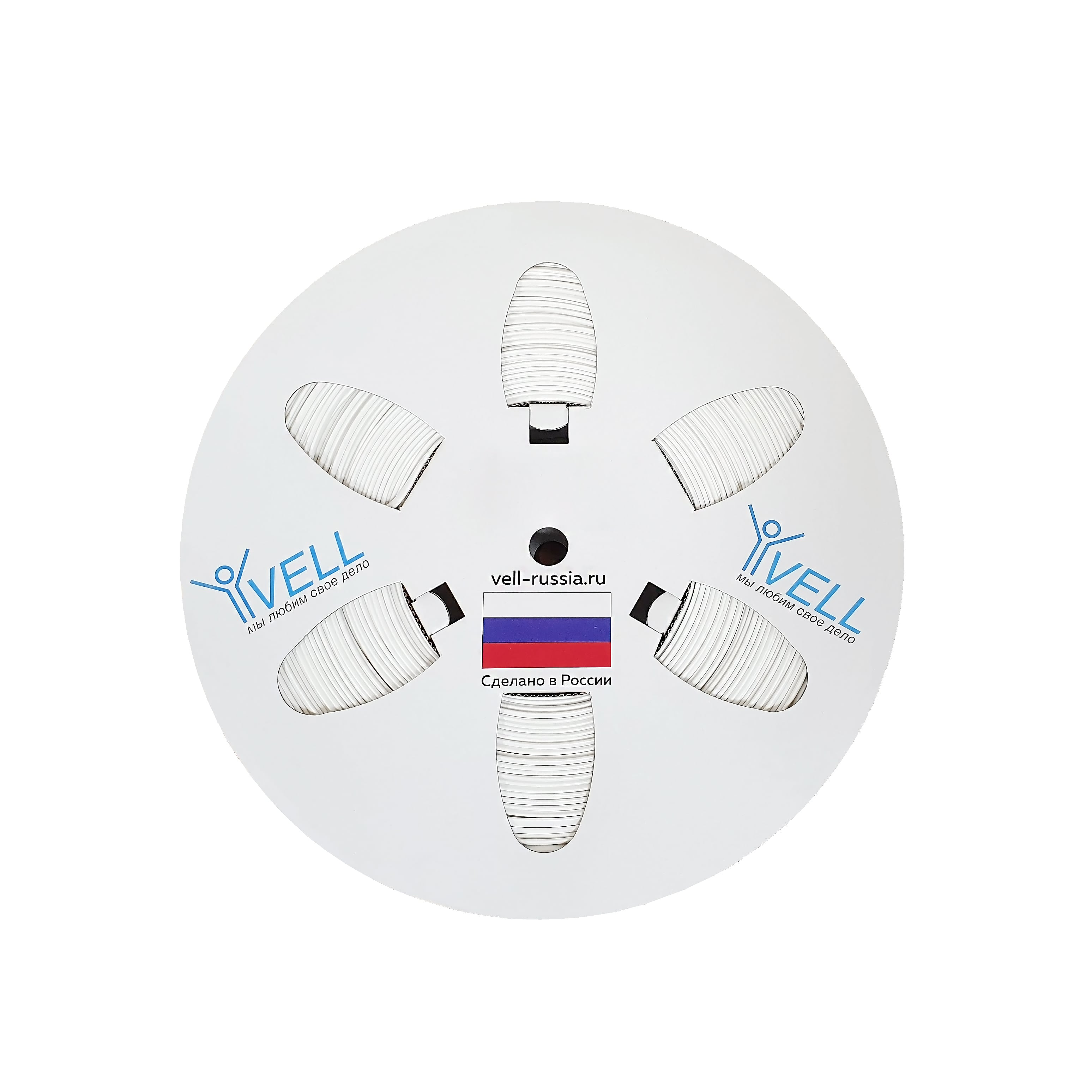 Фото Профиль ПВХ овальный Vell WL-018CH для маркировки, Ø 1,8 мм, 200 м, белый, аналог Partex PO-02 (самозатухающий), для Puty P995CH {378003CH}
