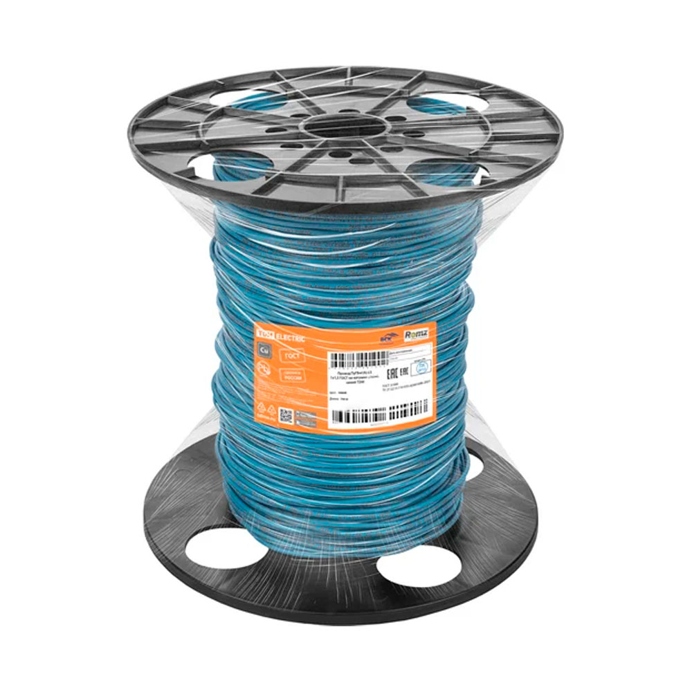 Фото Провод ПуГВ нг(А)-LS 1х2,5 ГОСТ на катушке, синий TDM {SQ0124-2582} (1)