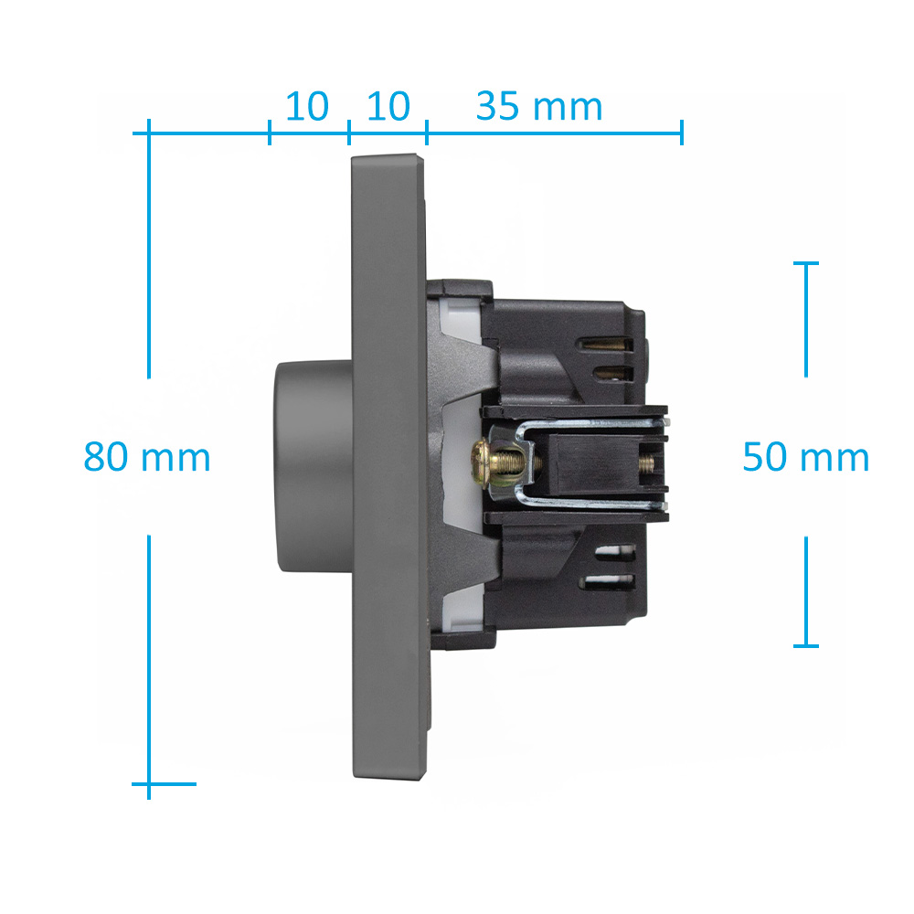 Фото Диммер серый, механический поворотный, с тонкой пластиковой рамкой Vell {GY-1D-Grand} (2)