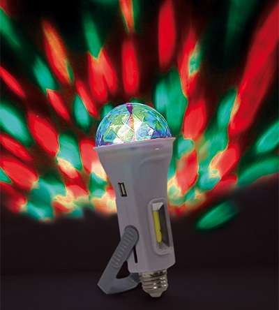Фото Светильник "Чудо-лампа" 4 в 1: диско-лампа Е27; диско-светильник (настольный или подвесной питание от аккумулятора) USB {KOCNL-EL158}