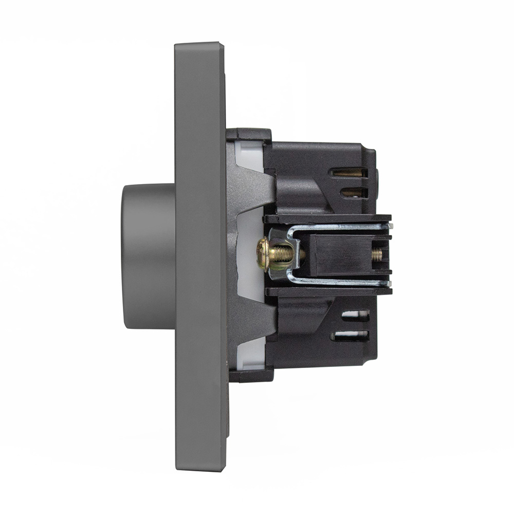 Фото Диммер серый, механический поворотный, с тонкой пластиковой рамкой Vell {GY-1D-Grand} (4)