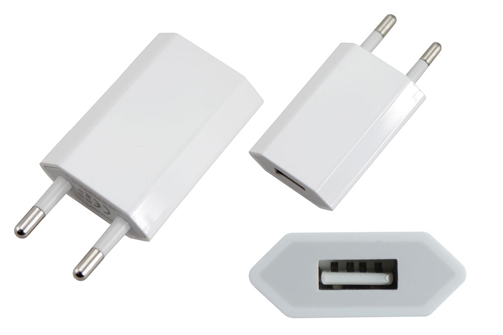 Фото Сетевое зарядное устройство Rexant, iPhone/iPod USB белое (СЗУ) (5 V, 1000 mA) {18-1194}
