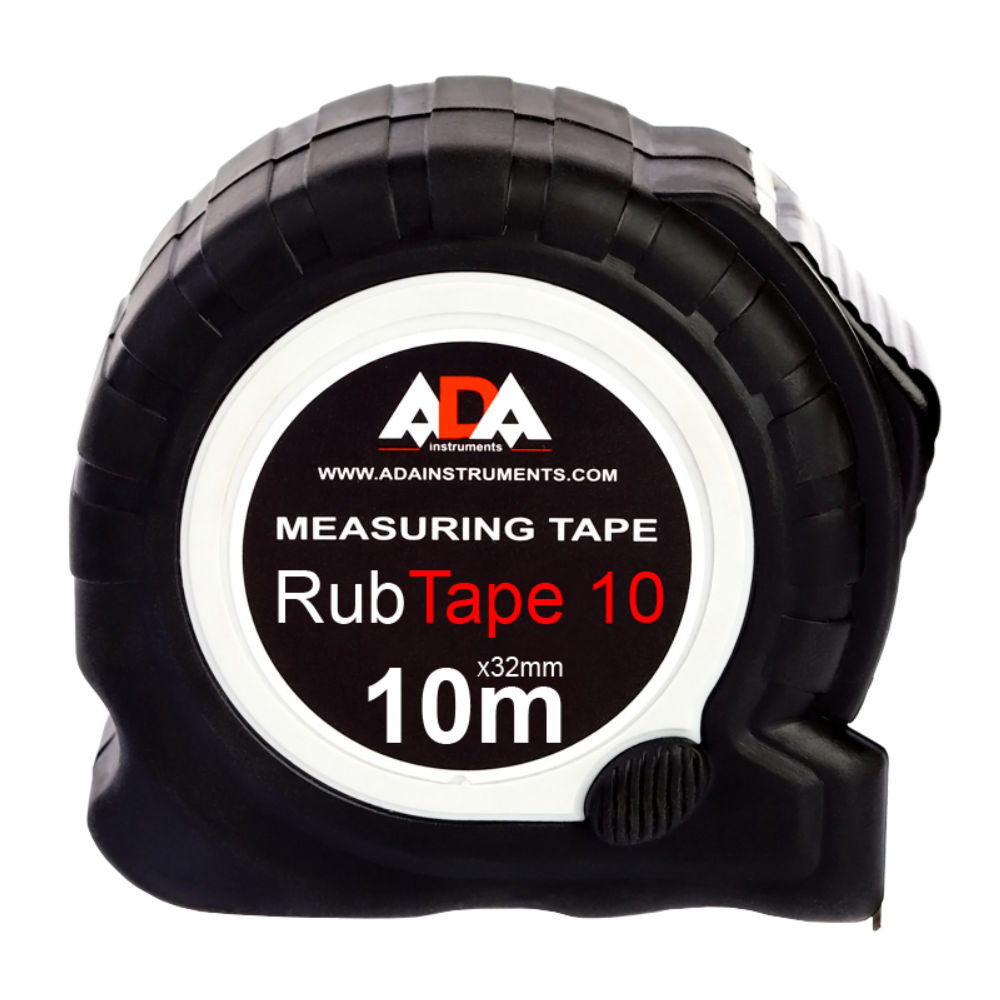 Фото Рулетка ударопрочная ADA RubTape 10 (сталь с полимерным покрытием ленты, с двумя СТОПами, 10 м) {А00154}