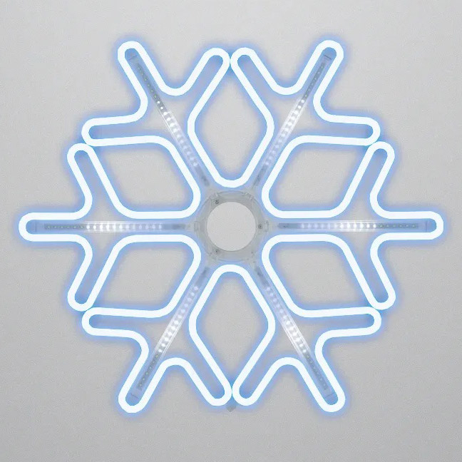 Фото Фигура «Снежинка» из гибкого неона с эффектом тающих сосулек, 60х60 см, цвет свечения синий/белый {501-223}