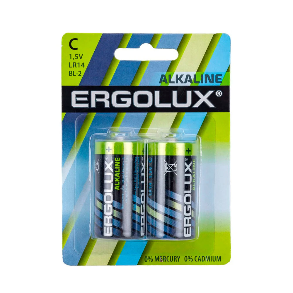 Фото Элемент питания алкалиновый LR14 BL-2 LR14 BL-2 1.5В Alkaline (блист.2шт) Ergolux 11751