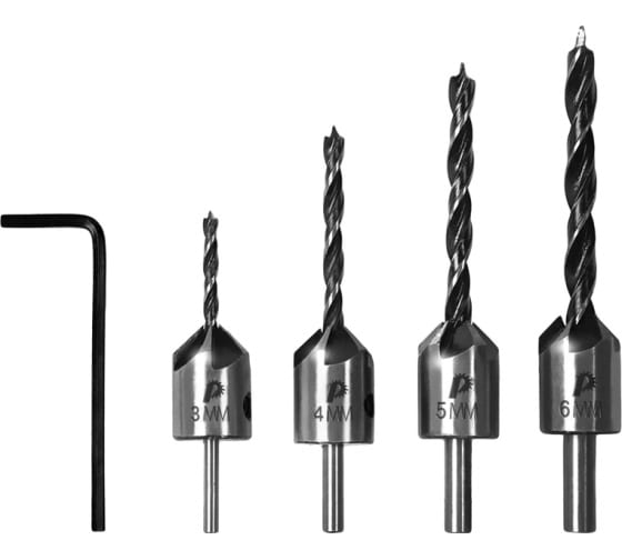 Фото Набор зенковок по дереву ПРАКТИКА (4 шт), сверла 3, 4, 5, 6 мм {798-720} (2)