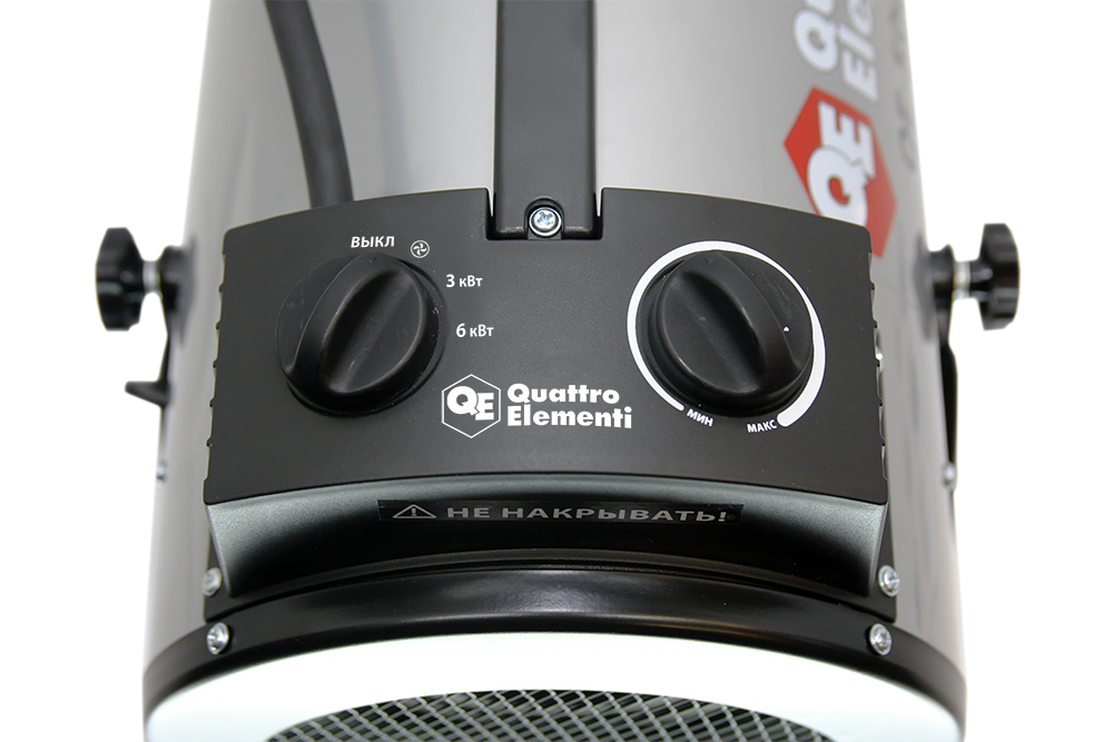 Фото Нагреватель воздуха электрический Quattro Elementi QE-6000 ETN (3 / 6 кВт, 380В-3ф, 880 м³/час) - цилиндр {649-271} (5)