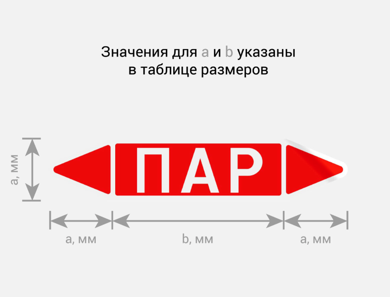 Фото Маркировочная стрелка (наклейка) на трубопровод - красная - маркировка группы веществ «ПАР» ЭКОНОМ Р.2 {F02-2001-Econ} (1)