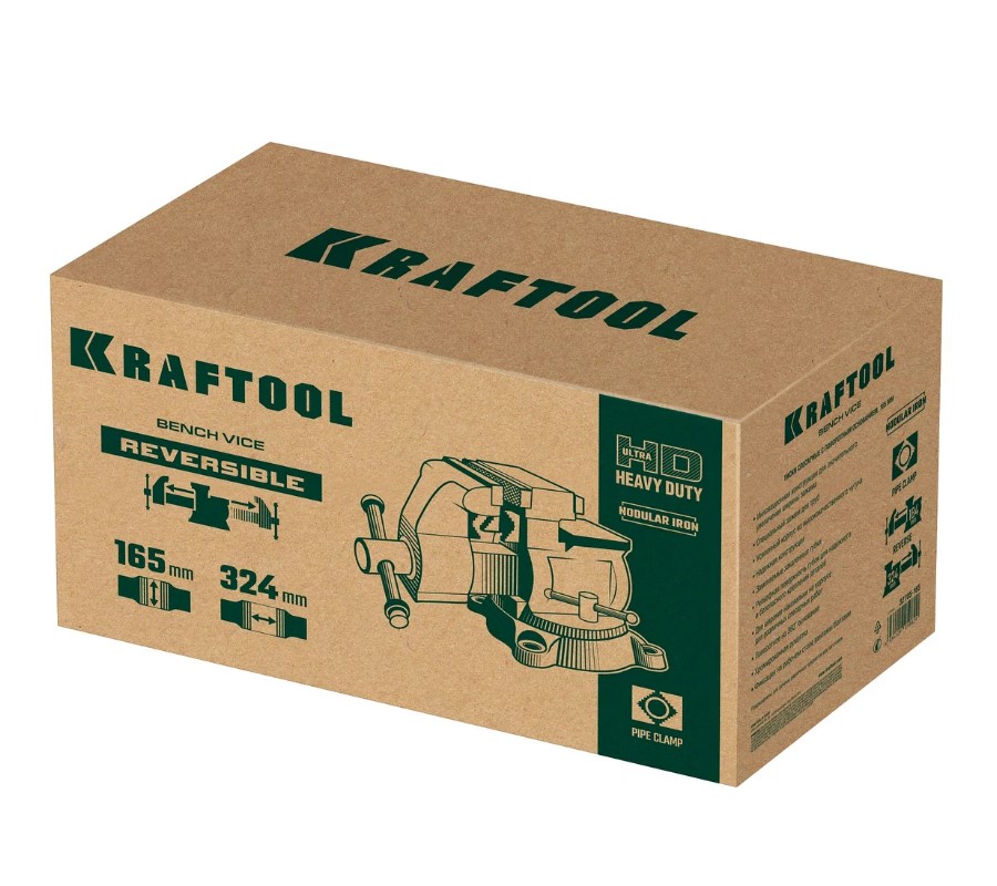 Фото Слесарные тиски KRAFTOOL Reversible 165 мм, расход 324 мм {32705-165} (8)