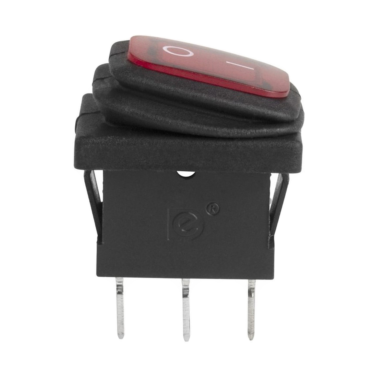 Фото Выключатель клавишный Rexant Mini ON-OFF красный с подсветкой (250В 6А (3с)) влагозащита {36-2175} (1)