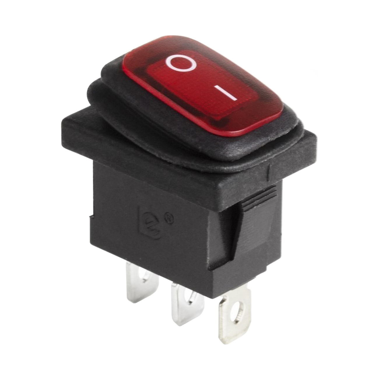 Фото Выключатель клавишный Rexant Mini ON-OFF красный с подсветкой (250В 6А (3с)) влагозащита {36-2175}