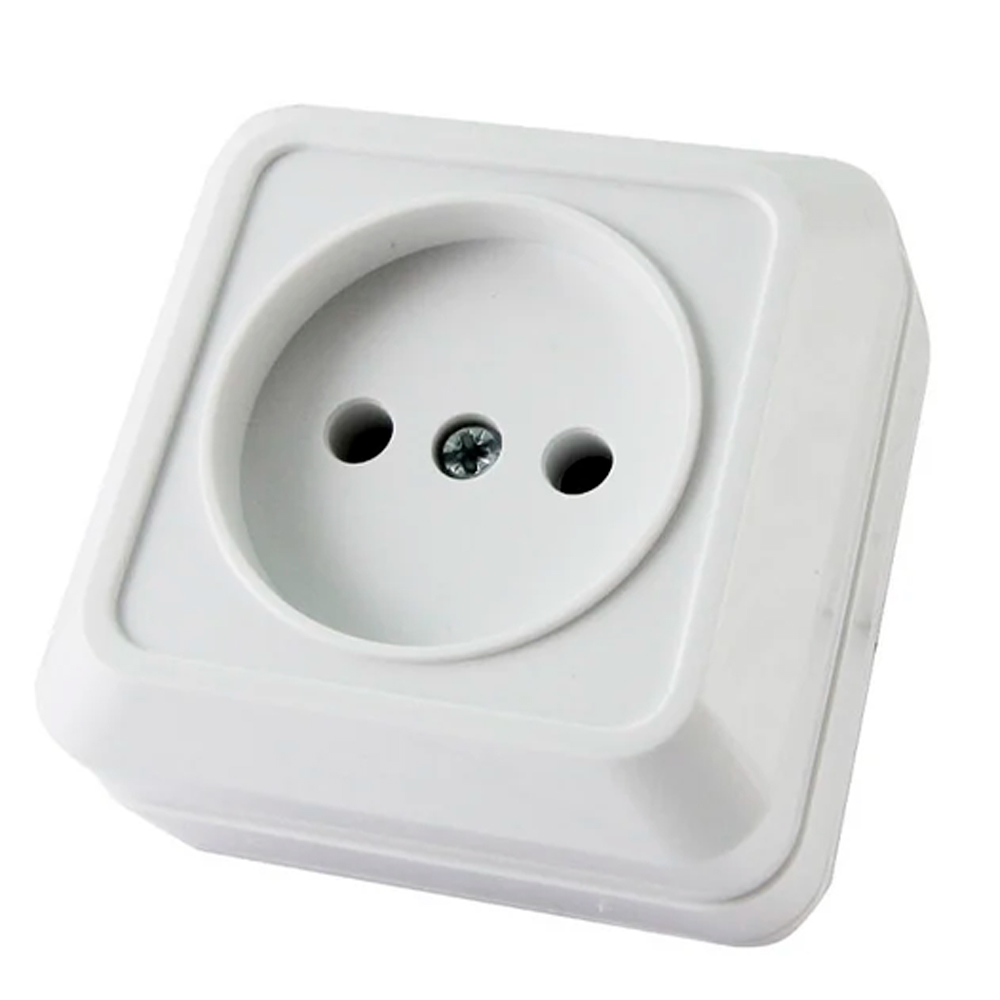 Фото Розетка 2П открытой установки IP20 10А, белая "Ладога" TDM {SQ1801-0013}