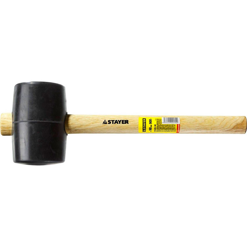 Фото Киянка STAYER резиновая, черная, с деревянной ручкой, 900г {20505-90} (1)
