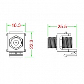 Фото Вставка KJ1-FCON-G-WH формата Keystone Jack с прох. адапт. F-типа gold plated ROHS бел. Hyperline 246968 (1)