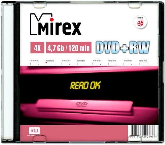 Фото Диск DVD+RW Mirex 4.7 Gb, 4x, Slim Case (1), (1/50) 202608 {UL130022A4S}