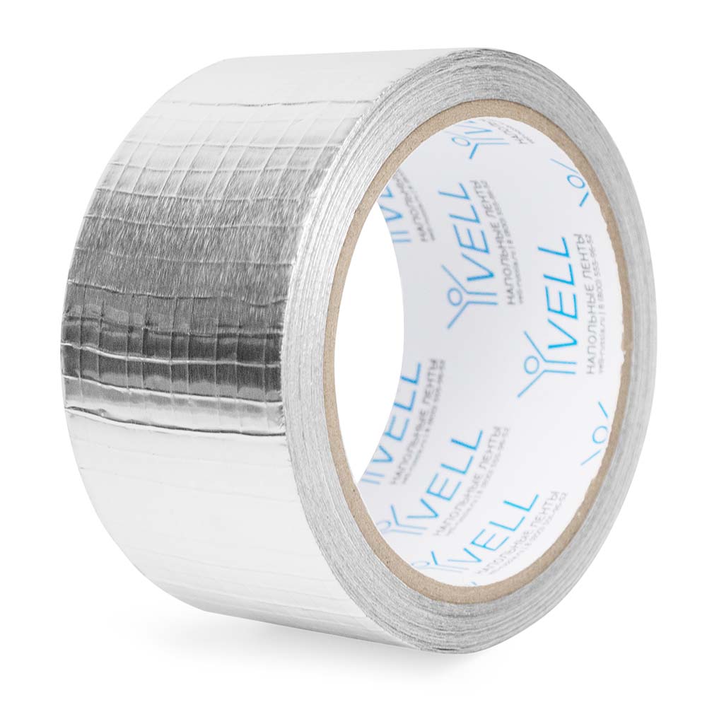 Фото Алюминиевая лента Vell, 50 мм х 9,5 м, с армированной сеткой, серебряная {1396317} (2)