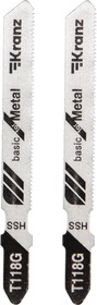 Фото Пилка для электролобзика по металлу KRANZ T118B 76 мм 12 зубьев на дюйм 3-6 мм (2 шт./уп.) {KR-92-0313} (1)