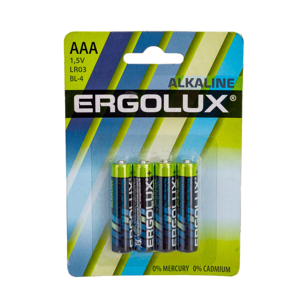 Фото Элемент питания алкалиновый LR03 BL-4 LR03 BL-4 1.5В Alkaline (блист.4шт) Ergolux 11744