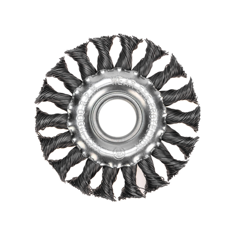 Фото Щетка дисковая для УШМ, крученая стальная проволока, 100мм, отв. 22,23мм KRANZ {KR-91-1200} (1)