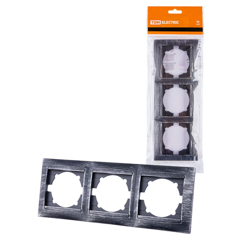 Фото Рамка 3-х постовая горизонтальная старинное серебро "Лама" TDM {SQ1815-0681} (1)